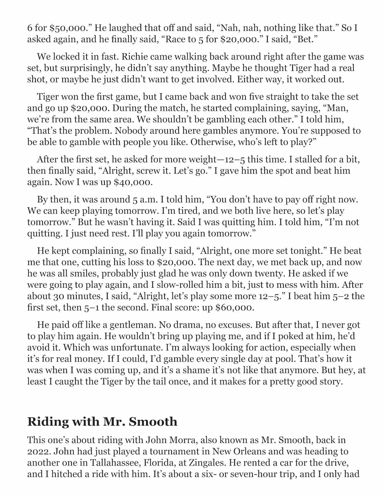 Road Stories from Tony